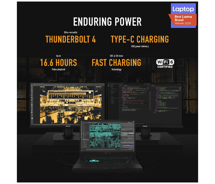 Asus TUF Dash 15 FX516PC-HN558T 15.6 Inch Intel Core i5 8GB RAM 512GB SSD 4GB RTX 3050 Graphics Windows 10 - Grey - Zoom Image 5