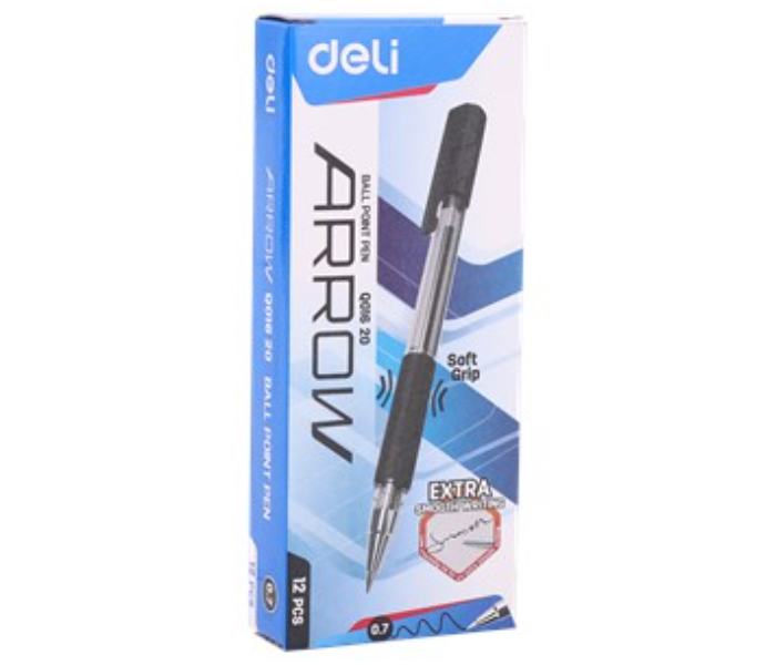 Deli Q01620 12 Piece 0.7mm Bullet Tip Ball Point Pen - Black - Zoom Image