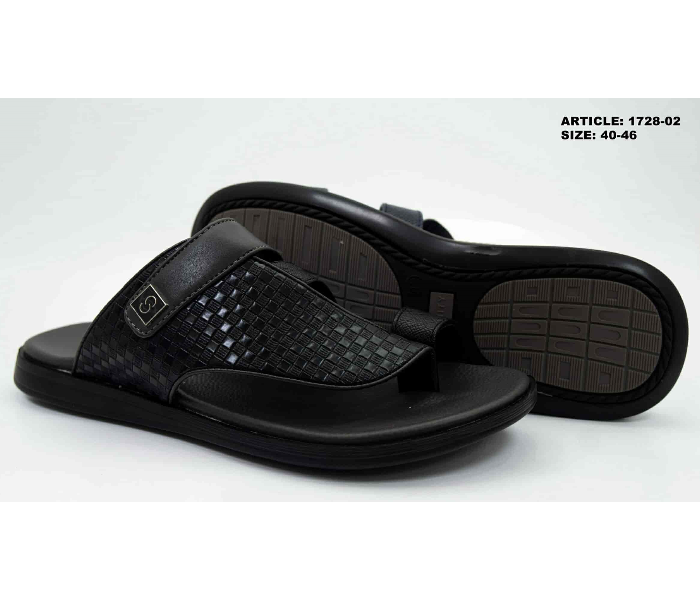 1728-02 45 EU Comfortable Stylish Flat Sandal For Men -Black - Zoom Image