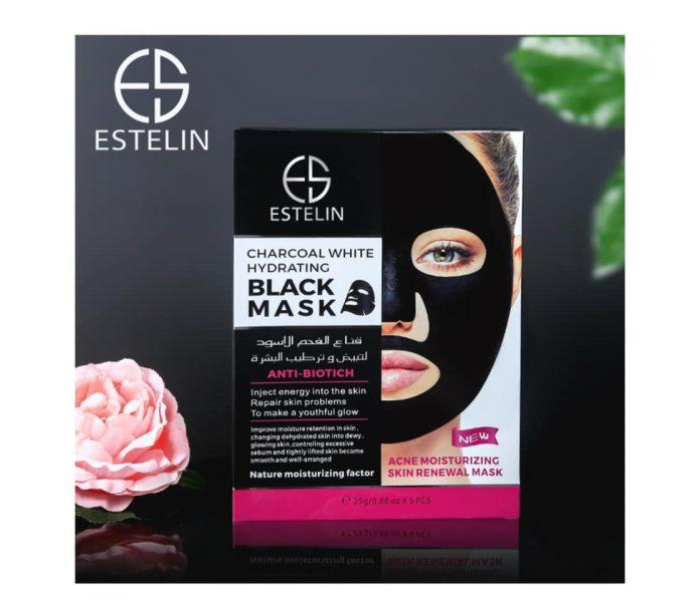 Dr.Rashel 5-Mask Estelin Charcoal White Hydrating Black Acne Moisturizing Skin Renewal Mask  - Zoom Image 3