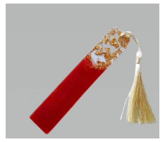 Resin 805 Personalised Stylish and Elegant Bookmark - Red and Gold - Zoom Image