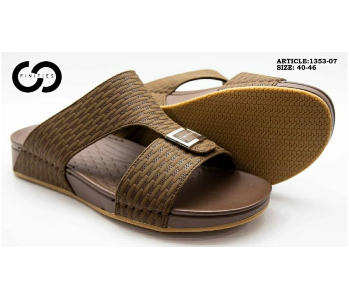 Finities 1353-07 46 EU Comfortable Stylish Flat Sandal For Men  -Coffee - Zoom Image