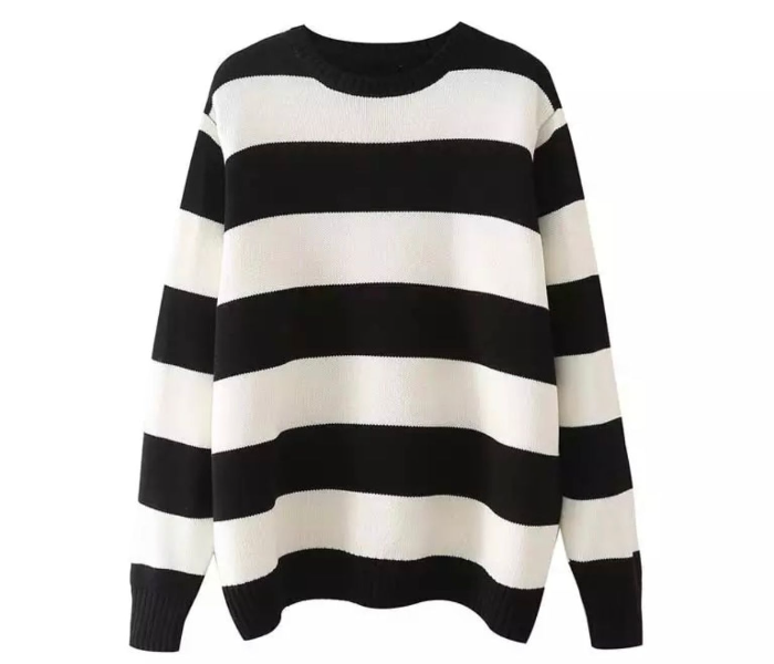 6060 Womens Stripped Long Sleeve Hoodie - Black - Zoom Image 2