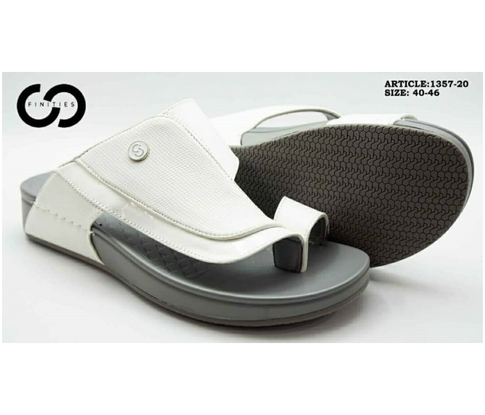 Finities 1357-20 43 EU Comfortable Flat Sandal For Men -White - Zoom Image