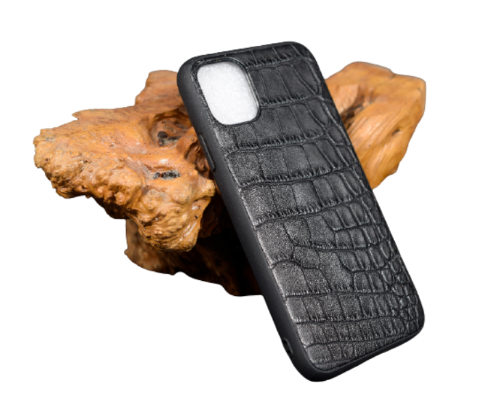 Lab 6 LBCLP001 Crocodile Leather Plain Clp iPhone 12 Mini Mobile Case - Black - Zoom Image 3