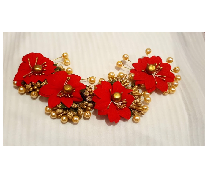 Strabella HA1-02 Stylish and Elegant Floral Hair Accessory - Red and Gold - Zoom Image