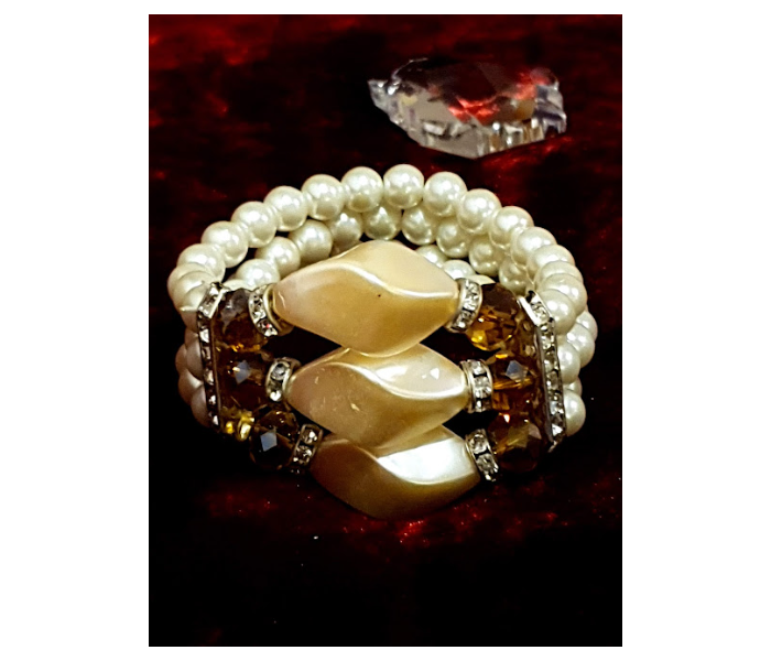 Strabella BR1-28b Stretchable Bracelet with Beads for Women - White - Zoom Image