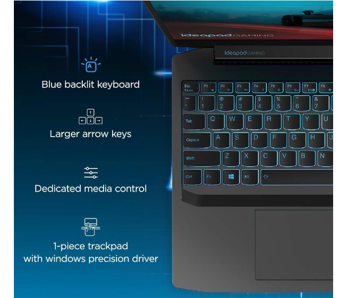 Lenovo 81Y4001GUS  IdeaPad Gaming 3 15 Inch FHD Intel Core i710750H Processor 8GB RAM 256GB SSD 1TB HDD 4GB NVIDIA GeForce GTX 1650 Graphics Windows 10 - Black - Zoom Image 7