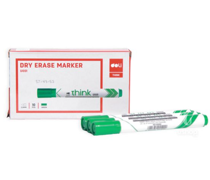 Deli U00150 12 Piece 2.0mm Bullet Tip Dry Erase Marker - Green - Zoom Image 2