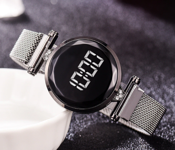 Fashionable Iron Strap Digital Display Magnetic Watch For Women - Silver - Zoom Image 1