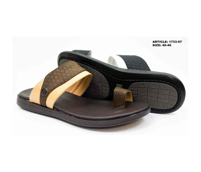 1733-07 EU 44 Stylish Comfort Flat Sandal for Men - Coffee - Zoom Image