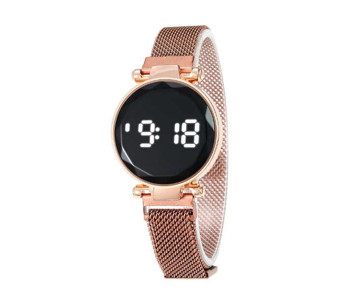 Fashionable Iron Strap Digital Display Magnetic Watch For Women - Rose Gold - Zoom Image 4