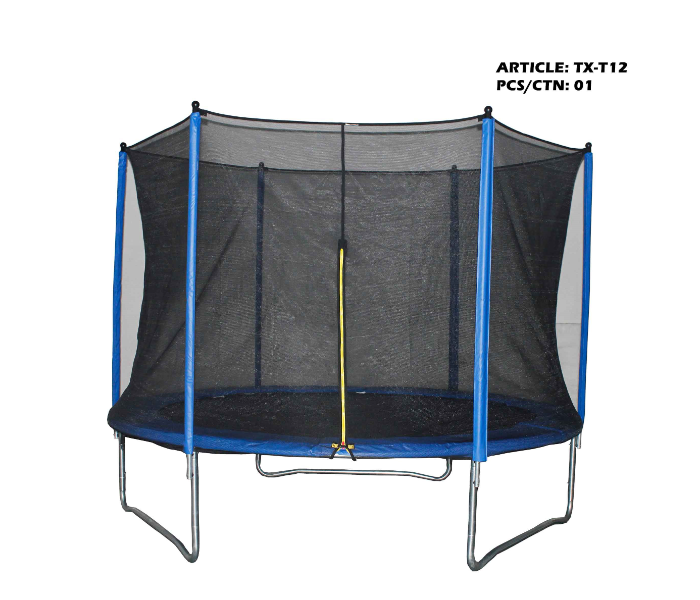 TX-T12 72 Spring Pieces 4 Watts Strong Design Rebounder Trampoline with Ladder - Black - Zoom Image