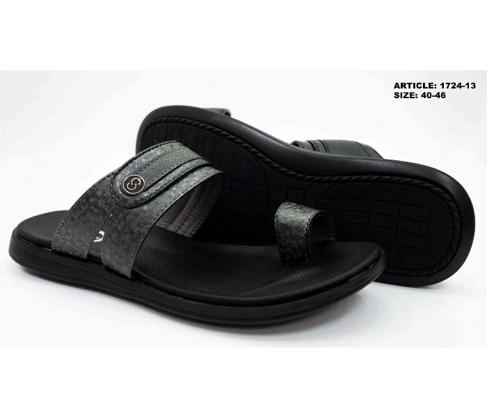 1724-13 46 EU Comfortable Stylish Flat Sandal For Men  -Black - Zoom Image