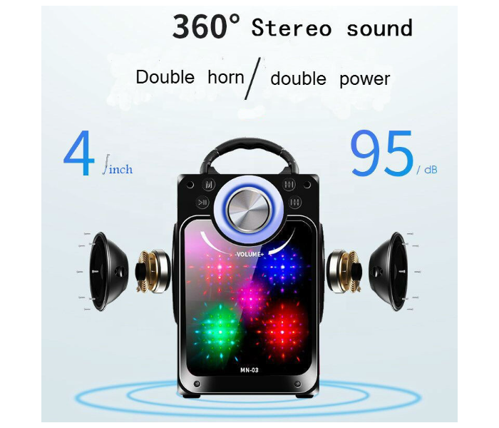 Mini Subwoofer Wireless Outdoor Loudspeaker with LED - Black - Zoom Image 2