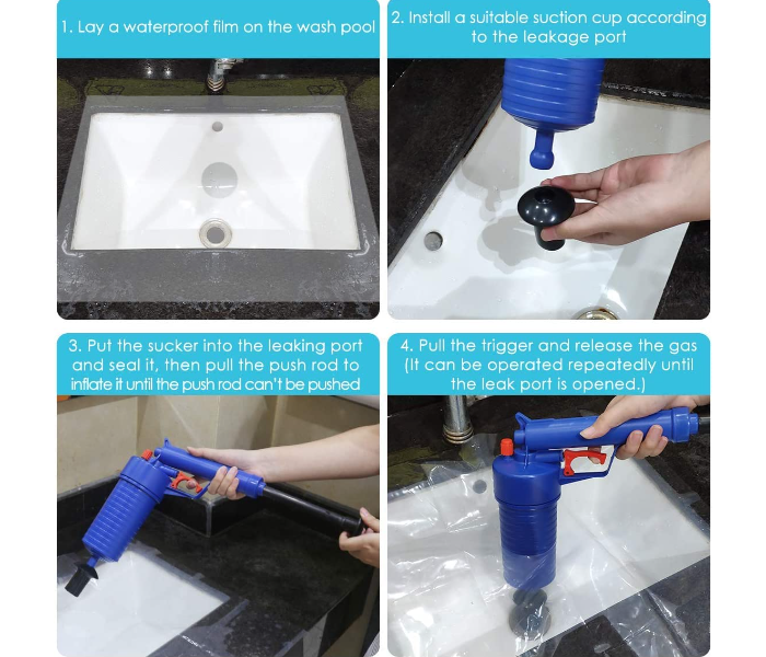 FN- Multi-Purpose Air Pressure Drain Blockage Cleaning Tool - Blue - Zoom Image 9