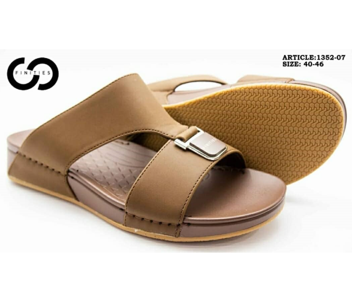 Finities 1352-07 45 EU Comfortable Stylish Flat Sandal For Men - Coffee - Zoom Image