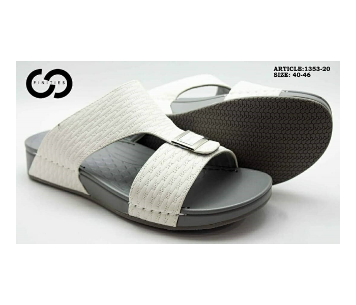 Finities 1353-20 43 EU Comfortable Stylish Flat Sandal For Men  -White - Zoom Image