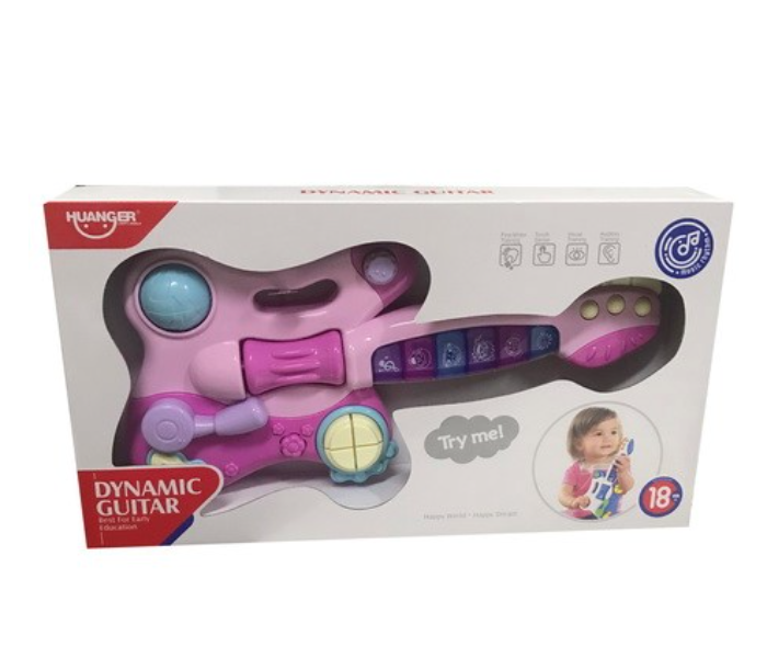 HE0502 Battery Operator Guitars with Light and Music for Kids - Pink - Zoom Image