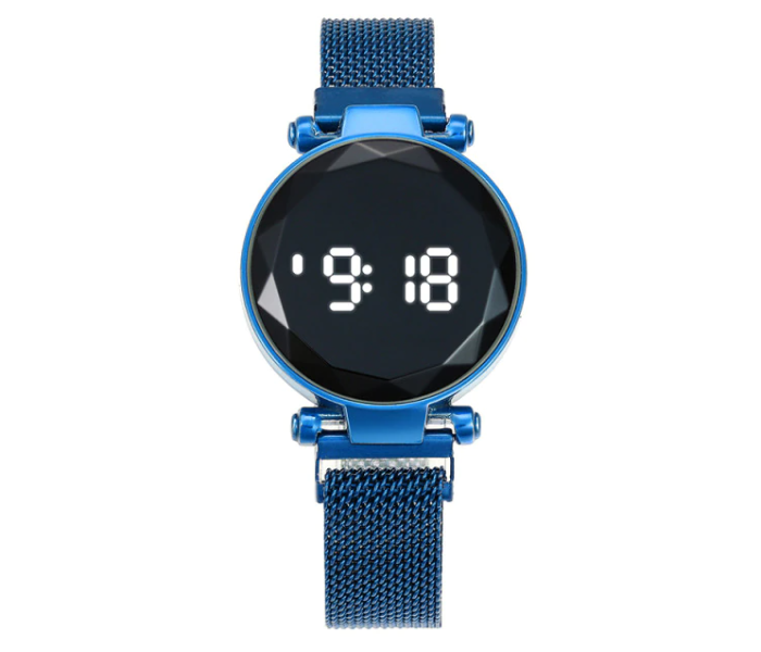 Fashionable Iron Strap Digital Display Magnetic Watch For Women - Blue - Zoom Image 3