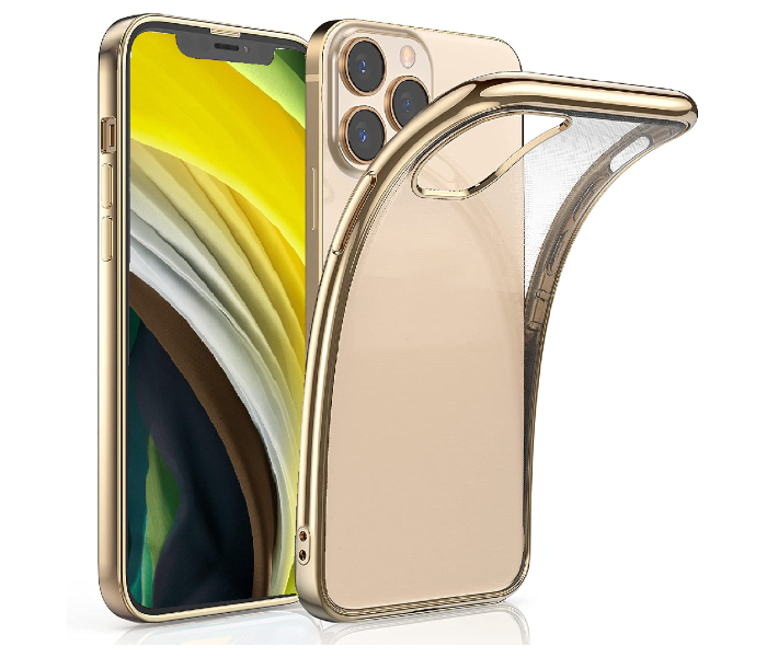 Generic IPHC-4081-03 Slim Clear TPU Cover with Luxury Metal Shockproof Bumper Protection for iPhone 13 Pro Max - Gold - Zoom Image 1