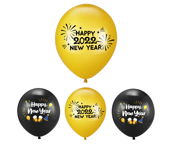 Golden Happy New Year 2022 Foil Balloon Kit With Banner 1 Set Of New Year Party Banner 1 Set Of 4 2022 Aluminum Film Balloons 1 Set Of 20 -12 Inch Latex Balloon Sets 2 Rolls Of 10m Gold Ribbon And Air - Zoom Image 4