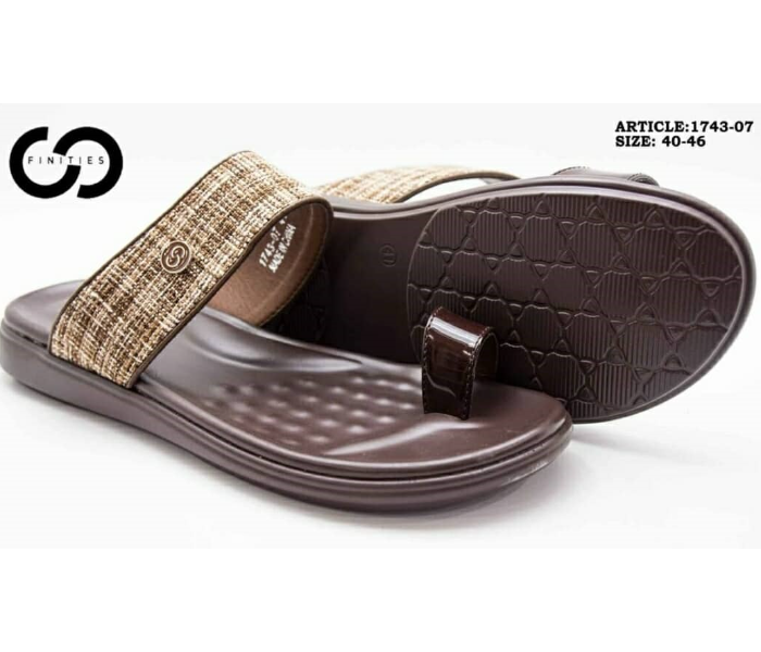 Finities 1743-07 46 EU Comfortable Stylish Flat Sandal for Men - Coffee - Zoom Image