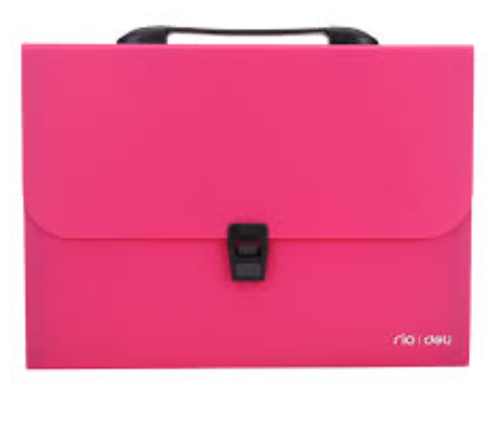 Deli B40302 13 Pockets A4 Papers Expanding File with Buckle and Handle - Pink - Zoom Image