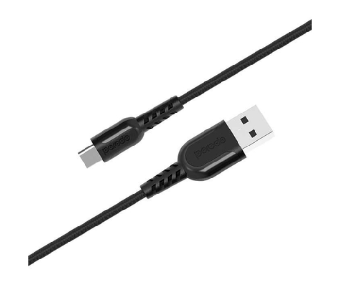 Porodo PD-CMETRP12-BK 1.2 Meter Super Durable Metal Braided USB Type-C Charging Cable - Black - Zoom Image