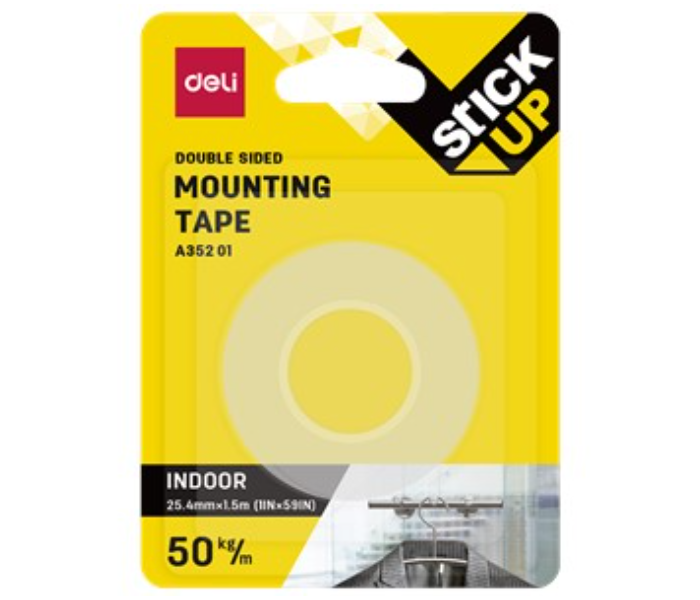 Deli A35201 1mmx25.4mmx1.5M Stick Up Transparent Double Sided Mounting Tape - Zoom Image