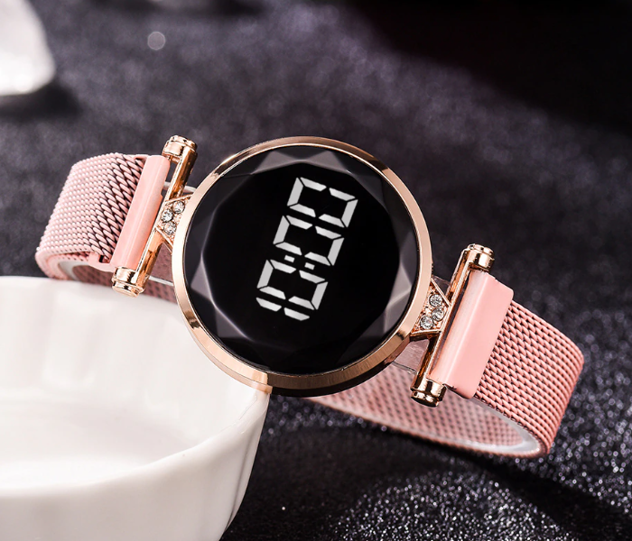 Fashionable Iron Strap Digital Display Magnetic Watch For Women - Rose Gold - Zoom Image 2