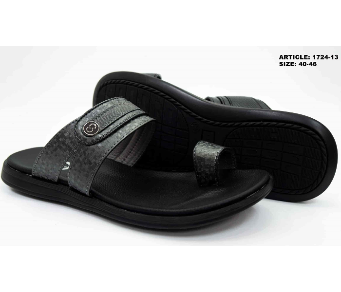 1724-13 45 EU Comfortable Stylish Flat Sandal For Men  -Black - Zoom Image