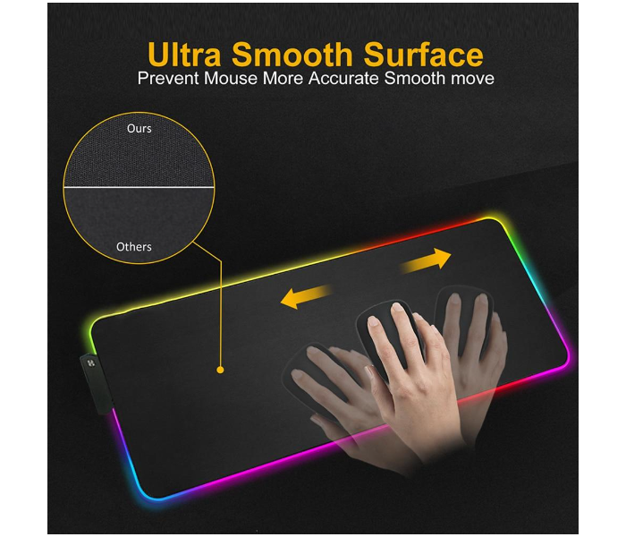 LED Soft Extra Extended Large 31.5 X 12 Inch RGB Gaming Mouse Pad with Anti-Slip Rubber Base -Black - Zoom Image 3