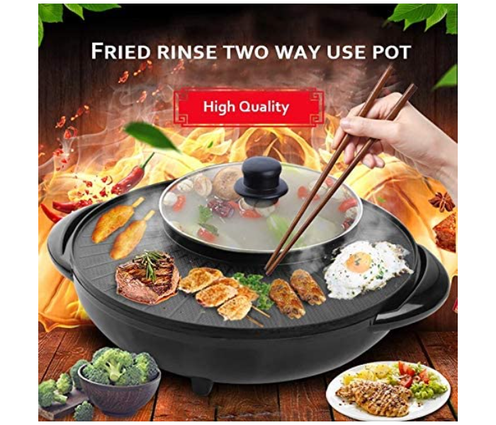 2 in 1 Non-Stick Smokeless Multi-Function Electric Barbecue Oven - Black - Zoom Image 2