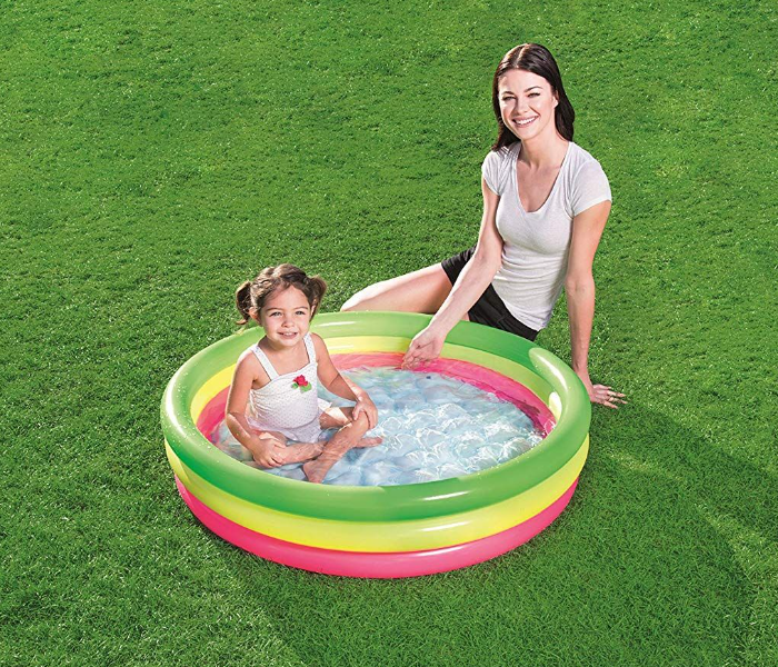 Bestway 51128 70Cm Vinyl 3 Equal Rings Summer Set Pool -Pink and Green - Zoom Image 2