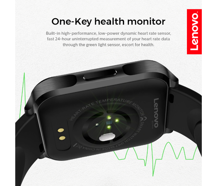 Lenovo S2 Pro With Arabic Support Rectangular Designed Dial Protected By 2.5d Curved Glass Smartwatch -Black - Zoom Image 5