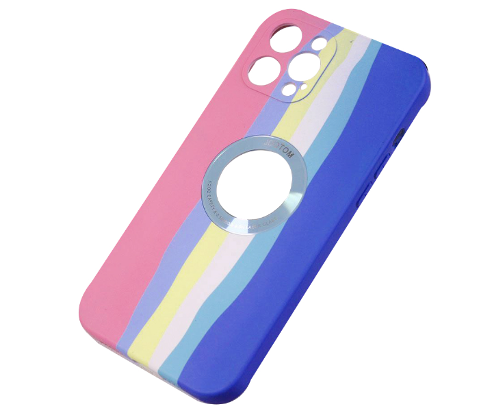 Generic IPHC-224-02 Silicone Cover Rainbow Series 2 with Logo Glass Protection Case for iPhone 11 Pro Max - Blue - Zoom Image 1