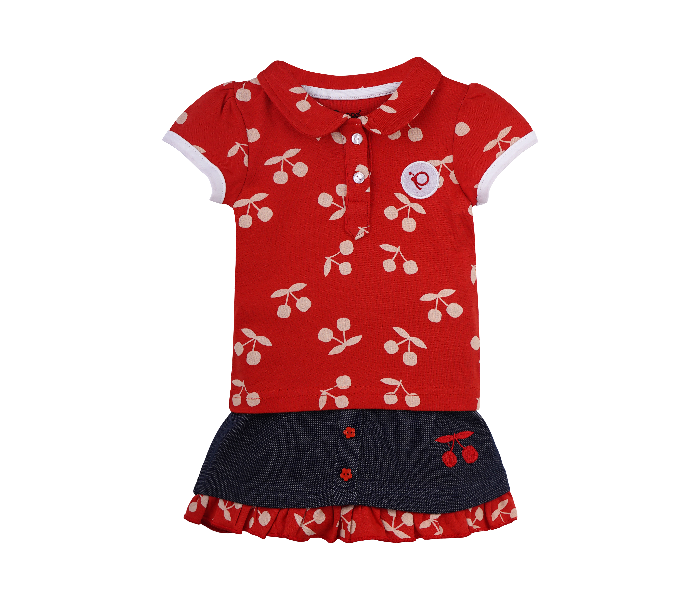 Popees Rex-bE-B Half Sleeve Comfortable Frock for 2 Year Babies - Red and Blue - Zoom Image 1