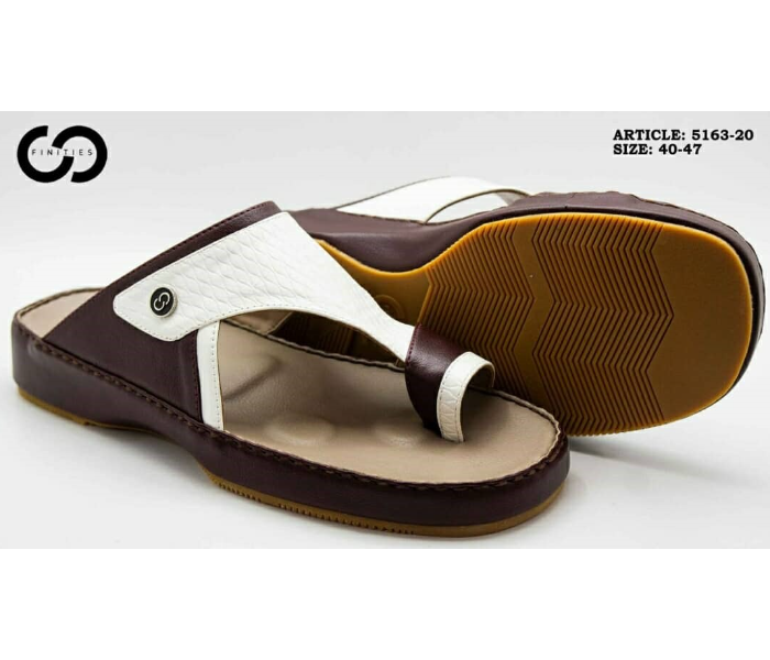 Finities 5163-20 42 EU Arabic Med Sandal For Men -White and Brown - Zoom Image