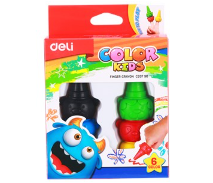 Deli C20790 32x54cm 6 Piece Color Kids Finger Crayon - Zoom Image