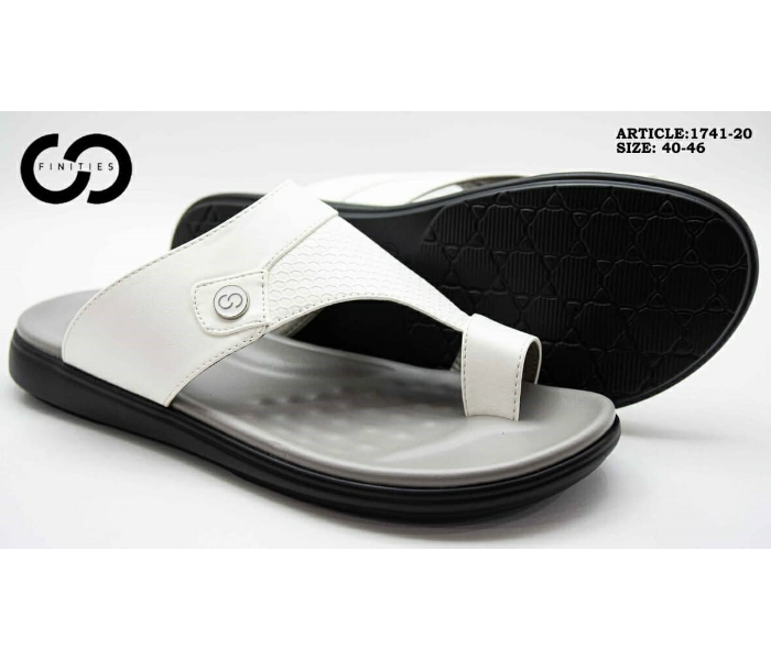 Finities 1741-20 46 EU Comfortable Stylish Flat Sandal for Men - White - Zoom Image