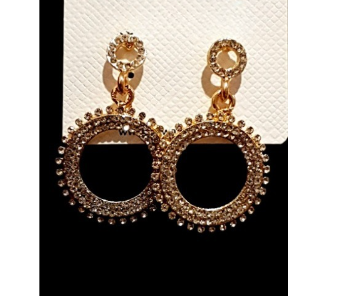 Strabella B1-02 Tiny Stone Studded Dangle Earring For Women -Gold - Zoom Image