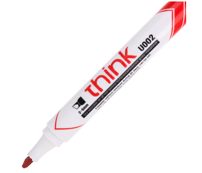 Deli U00240 12 Piece 2-5mm Chisel Tip Dry Erase Marker - Red - Zoom Image 1