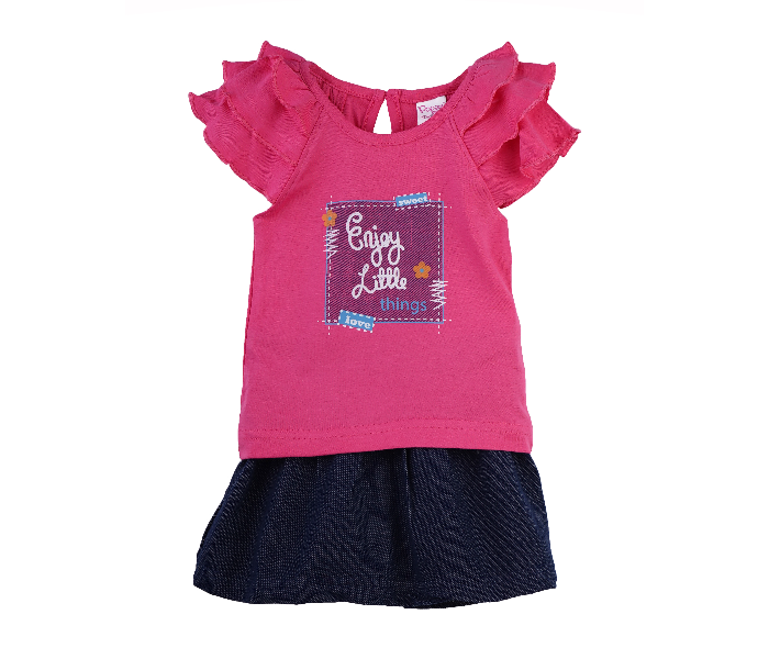 Popees Things F Comfortable Top with Skirt for 3 Year Babies - Pink and Blue - Zoom Image 1