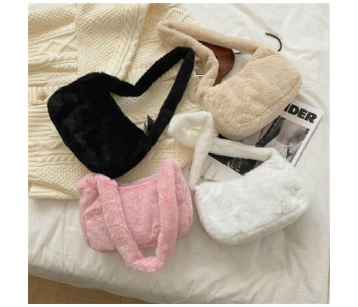 Women Soft Plush Hobos Furry Clutch Purse Fashion Shoulder Baguette Underarm Bag - Pink - Zoom Image 4