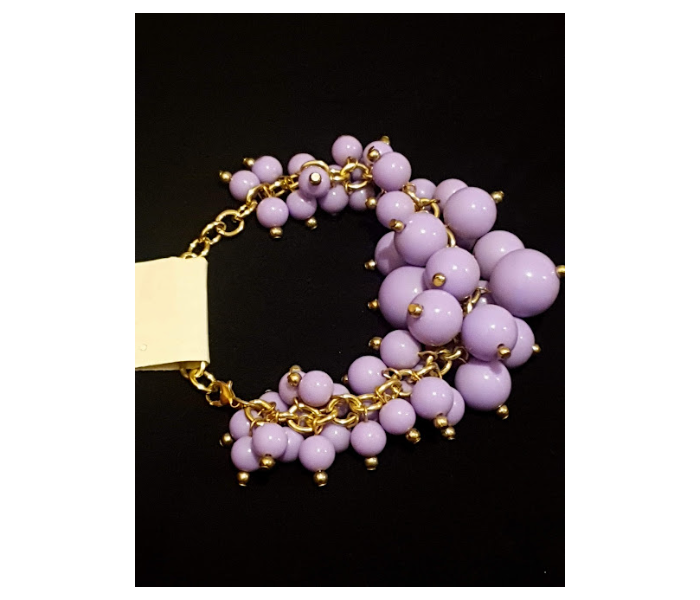 Strabella BR1-19b Elegant Beaded Bracelet for Women - Purple and Gold - Zoom Image