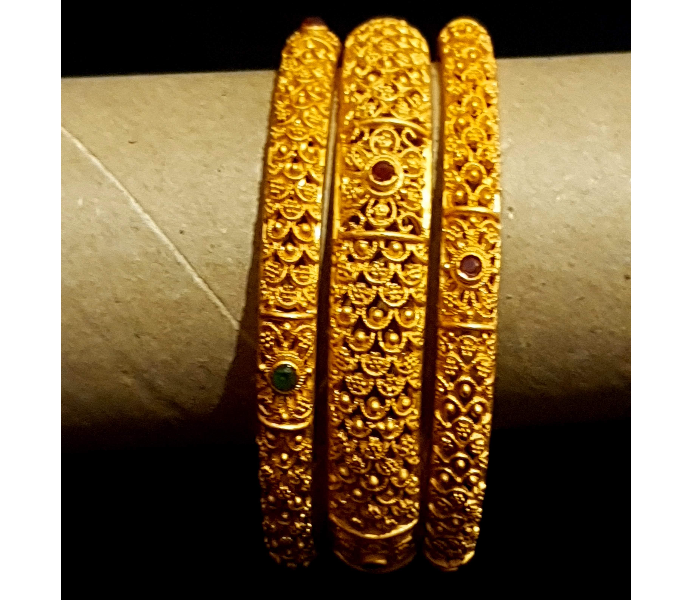 Strabella BA1-04 2.6 Matfinished Bangles for Women - Golden - Zoom Image