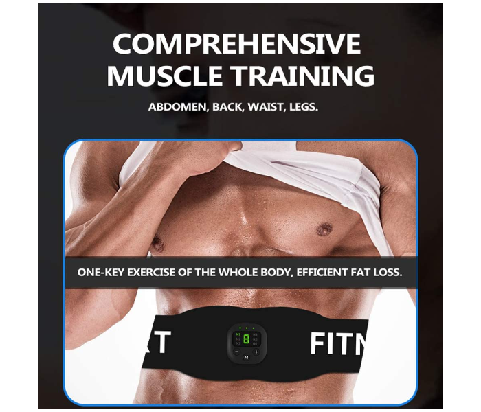 Micro Current Fitness Belt Home Muscle Training Device with Digital Display - Black - Zoom Image 3