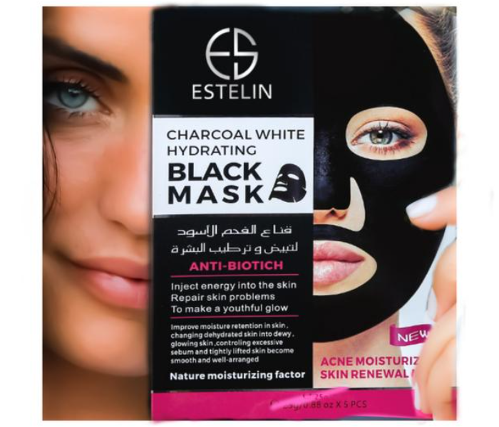 Dr.Rashel 5-Mask Estelin Charcoal White Hydrating Black Acne Moisturizing Skin Renewal Mask  - Zoom Image 5