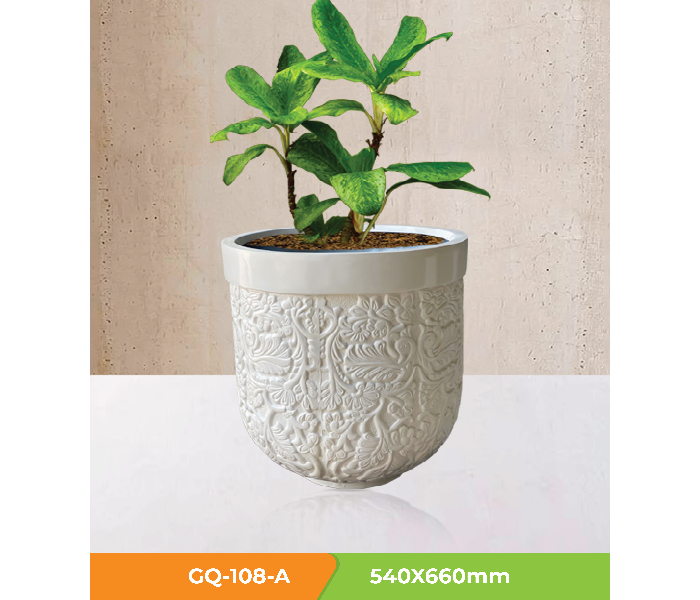 Grace GQ-108/A 540x660mm Exotic Royal Design Garden GRP Planters for Interior and Exterior - White - Zoom Image 6